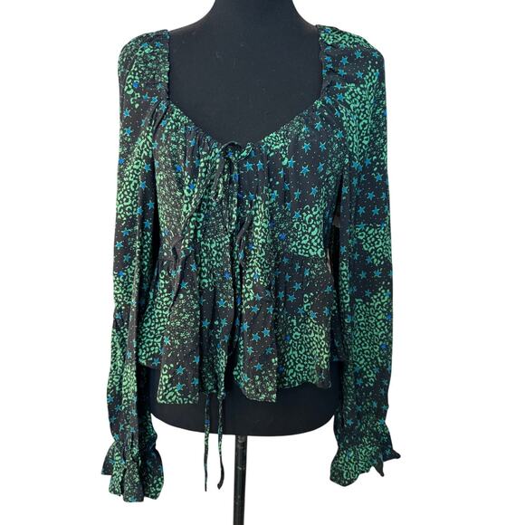 NEW TOPSHOP NORDSTROM ~ Tie Front Crop Top SZ 6 VISCOSE 100% - Picture 1 of 6